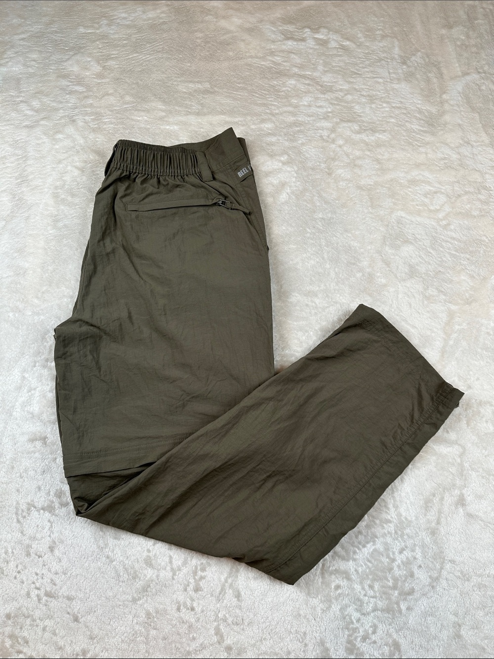 Reel Legends Size M Dark Olive Men's Performance Pants Zip-off Shorts | Outdoors